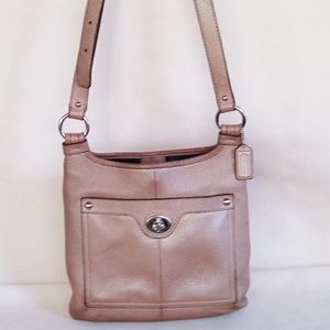 COACH Tan Pebbled Leather Crossbody Bag